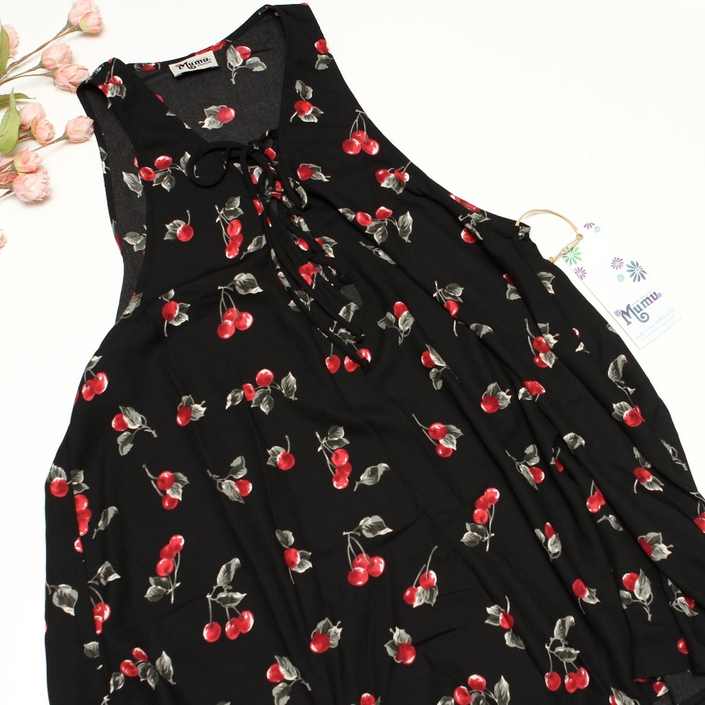 NWT Show Me Your MuMu Lace Up Cheeky Cherry  Dress